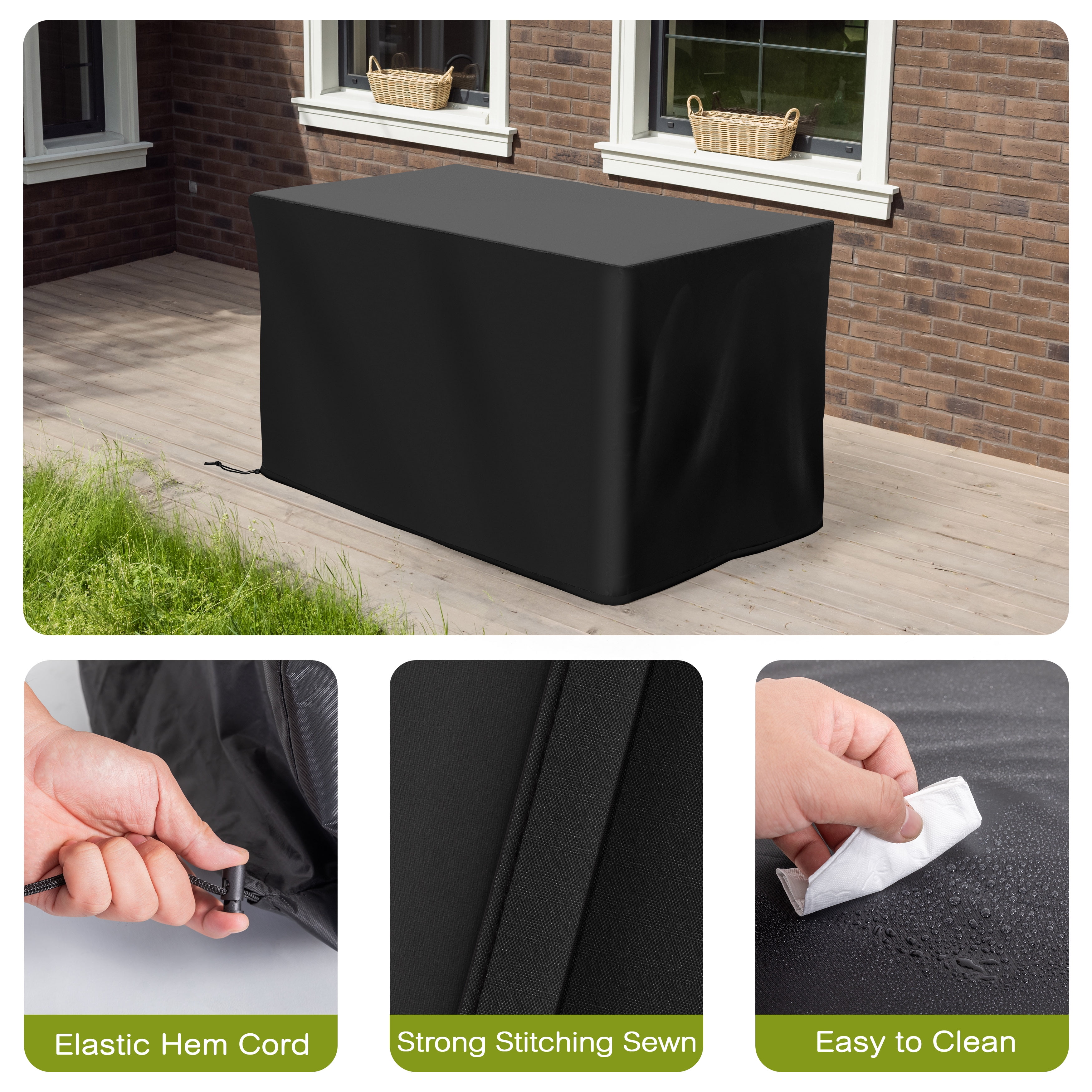 Nuu Garden Fire Pit Cover Rectangular Water-Resistant Oxford Fabric with PVC Coating 43'' L x 24'' W x 25'' H Outdoor Fire Pit Table Cover for Rectangular Fire Pit, Black