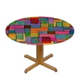 thumbnail image 3 of HAOXIT Small Round Tablecloth, Abstract Washable Polyester Table Cloth for, Mosaic Tile Pattern Colorful Round Cubes, Fit Round Tables , For Holiday Dining Table/Dinner/Party, Multicolor 31-35, 3 of 8