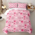 thumbnail image 2 of Homewish Dog Paw Quilt King,Cartoon Pet King Coverlet Set,Pink,Puppy Print Decor,3 Pieces, 2 of 7