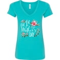 thumbnail image 3 of Inktastic Our First Mother's Day Pink Flowers Women's V-Neck T-Shirt, 3 of 5