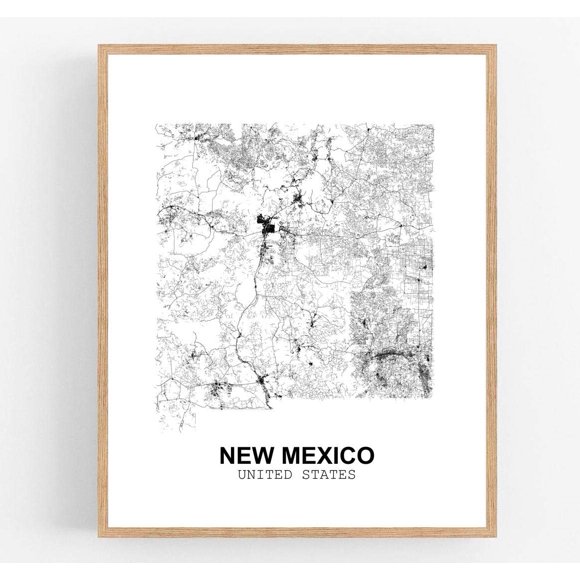 Eleville 24X36 Unframed New Mexico United States Country View Abstract Road Modern Map Art Print Canvas Poster Wall Office Home Decor Minimalist Line Art Hometown Housewarming wgn187