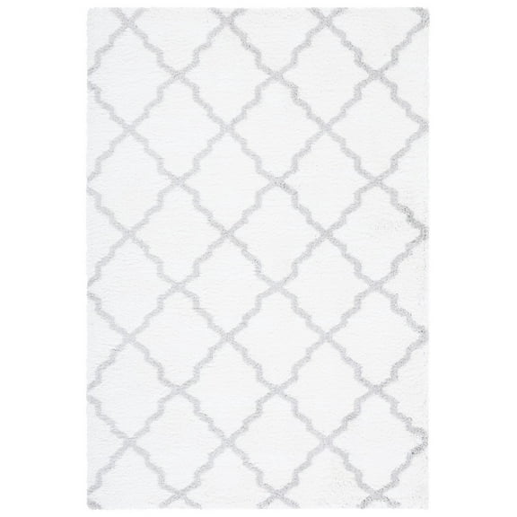 SAFAVIEH Berber Jayme Abstract Shag Area Rug, 9' x 12', Ivory/Light Grey