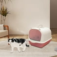 thumbnail image 2 of Fully Enclosed Cat Toilet Durable with Front Door Flap Hooded Cat Pink White, 2 of 8