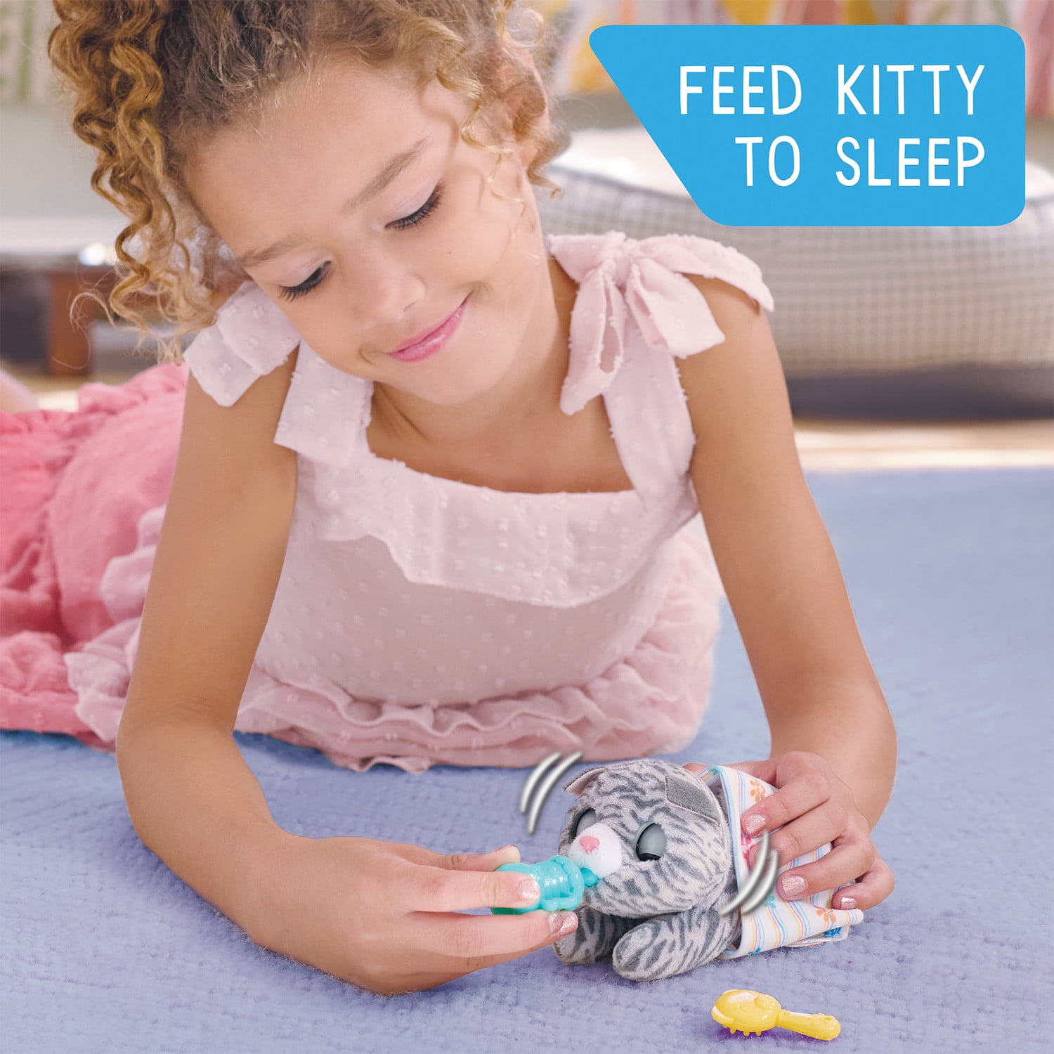 furReal Newborns Kitty Interactive Pet, Small Plush Stuffed Animal Cat with Sounds and Movement, Faux Fur, Kids Toys for Ages 4 up