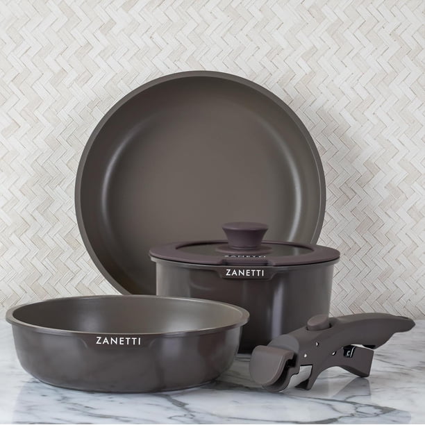 Juego de Cocina Zanetti Gris con Recubrimiento Antiadherente de Granito y Tecnología Italiana