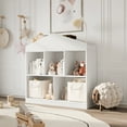thumbnail image 2 of Estantería infantil blanca de madera con 5 compartimentos y techo - Organizador moderno para libros y juguetes - Perfecta para habitaciones infantiles, aulas y salas de juegos - Color blanco, 2 of 8