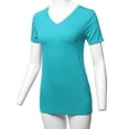 thumbnail image 5 of A2Y Women's Basic Solid Premium Rayon Short Sleeve V-neck T Shirt Tee Tops Ash Mint S, 5 of 6