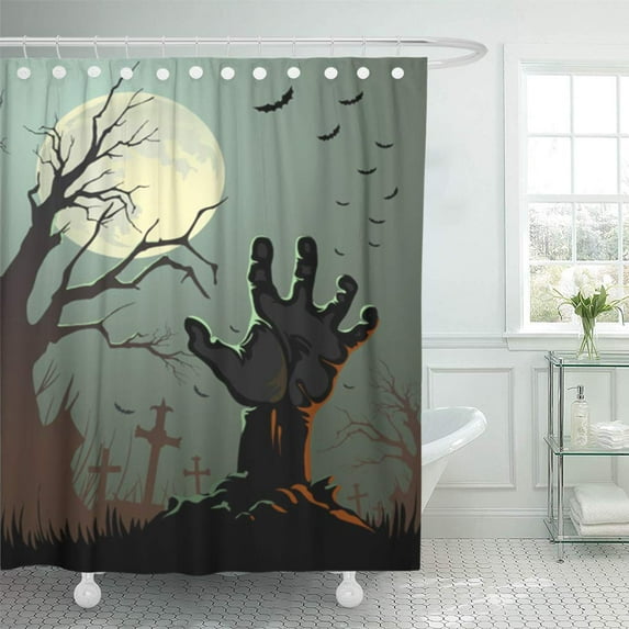 KSADK Black Zombie Halloween Hand Graveyard Tree Scary Grave Shower Curtain Bathroom Curtain 60x72 inch