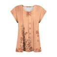 thumbnail image 4 of HAPIMO Savings Shirts for Women V-Neck Tee Shirt Solid Color Casual Comfy Pullover Tops Teen Grils Fashion Clothes Soft Cap Sleeve Womens Summer Tops Orange M, 4 of 5
