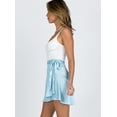 thumbnail image 3 of Wenseny Satin Silky A-Line Skirt for Women Side Lace-Up Wrap Skirts Blue L, 3 of 6