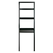 FurniFact Black Leaning Desk, Ladder Design, Computer Table, Two Storage Shelves