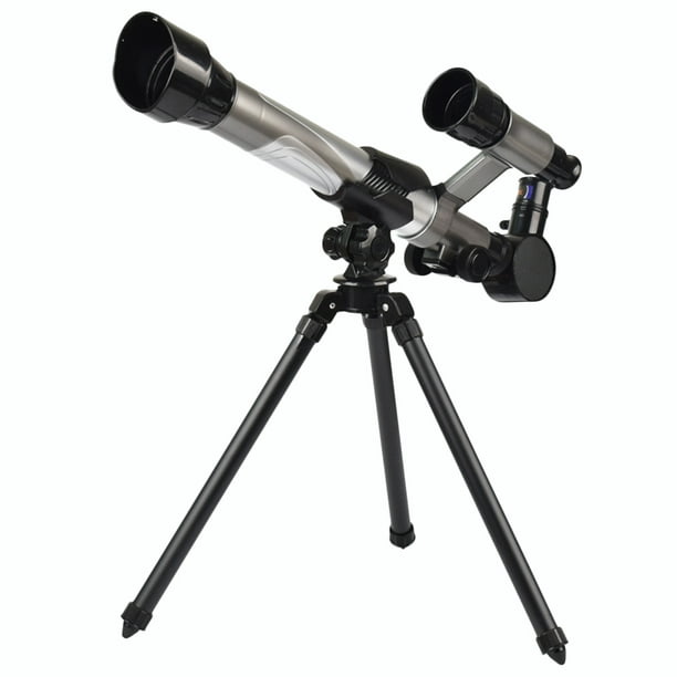 Telescopio astronómico binocular para exteriores con trípode y ocular de 20-40X, juguete educativo para niños (negro)