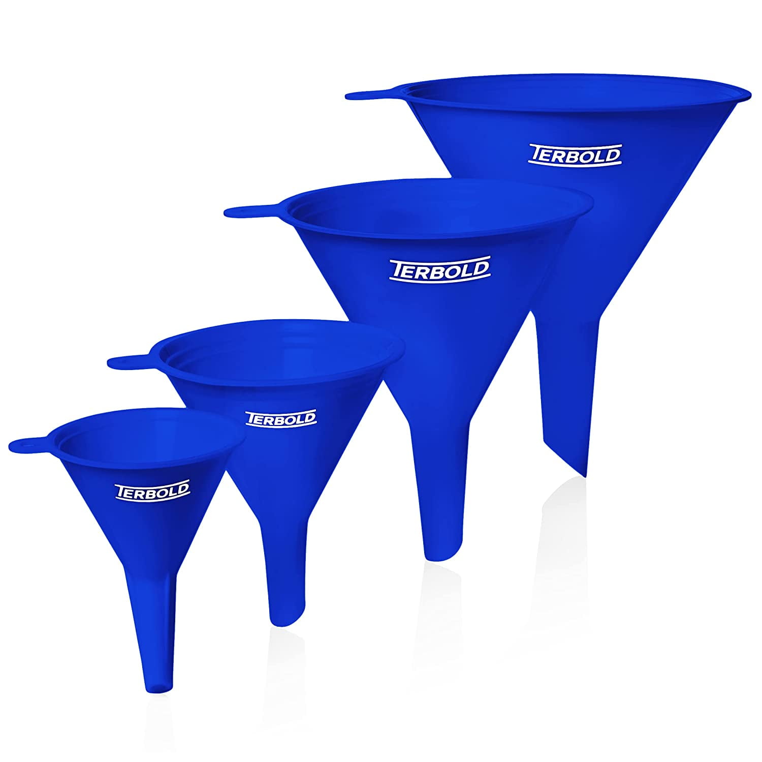 Terbold Plastic Funnel Set, 4 Size Set (mini, small, medium, large