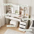thumbnail image 3 of VEANERWOOD Large Vanity Set with Lights and Sliding Mirror Makeup Vanity Table with 5 Drawers Storage and Charging Station, White, 3 of 11