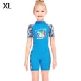 thumbnail image 2 of Dive Sail Girls Wetsuit UV Protección Niños Traje de baño Manga corta Cuello redondo con cremallera con cremallera Traje de baño Rash Guard Shorty Steet Blue XL Kearding OD003665-12, 2 of 7