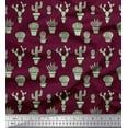 thumbnail image 1 of Soimoi Rayon Fabric Pot & Cactus Tree Decor Fabric Printed Yard 56 Inch Wide, 1 of 1
