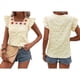 thumbnail image 3 of Blusa de Verano con Bordado Floral y Mangas Acampanadas para Mujer, con Cuello Cuadrado y Textura. Amarillo XL, 3 of 7