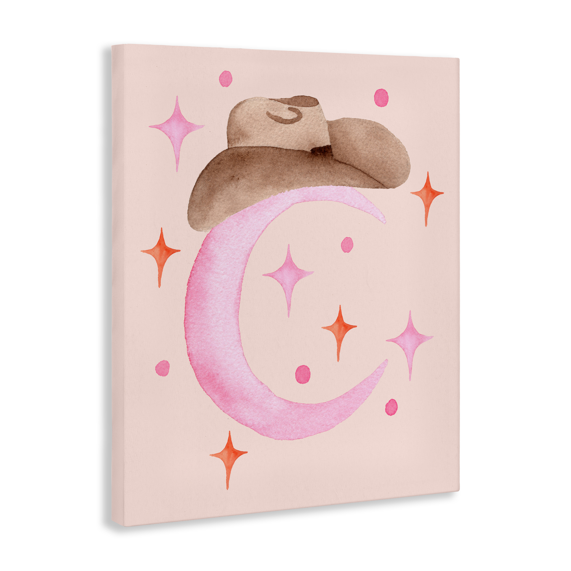 Moon Cowgirl Hat Canvas Wall Art, design by Nina Jacobs
