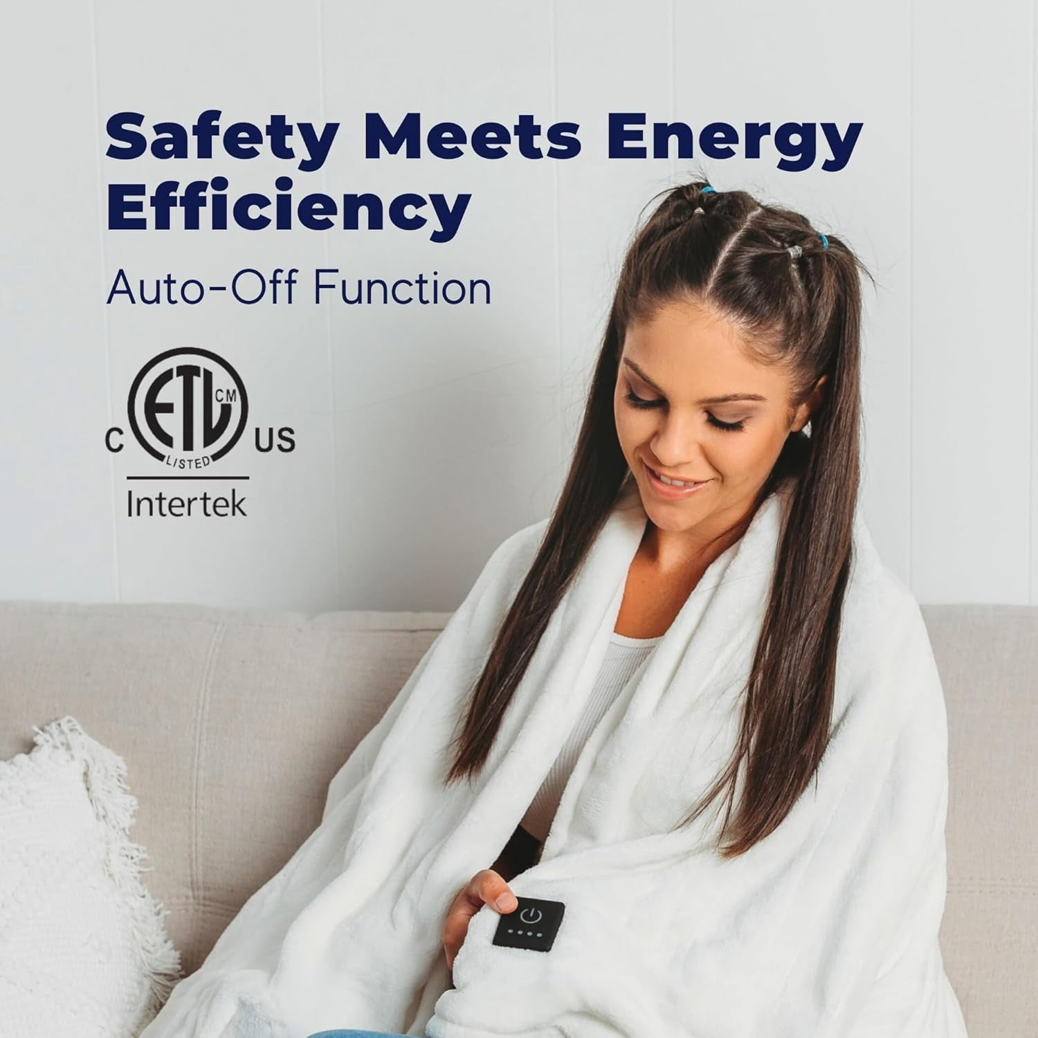 Dreamaker One-Touch Fleece Electric Heated Throw Blanket, 50x60 inches - Cozy, Machine Washable, with 4 Adjustable Heat Settings & Built-in Remote - Ultimate Comfort for Cold Nights