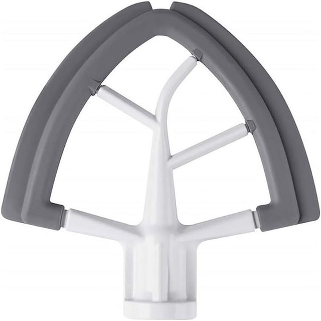 Batidor de borde flexible para batidora de pie con cabezal inclinable, paleta batidora plana de 4,5 a 5 cuartos con raspador de tazón con bordes de silicona flexible, blanco