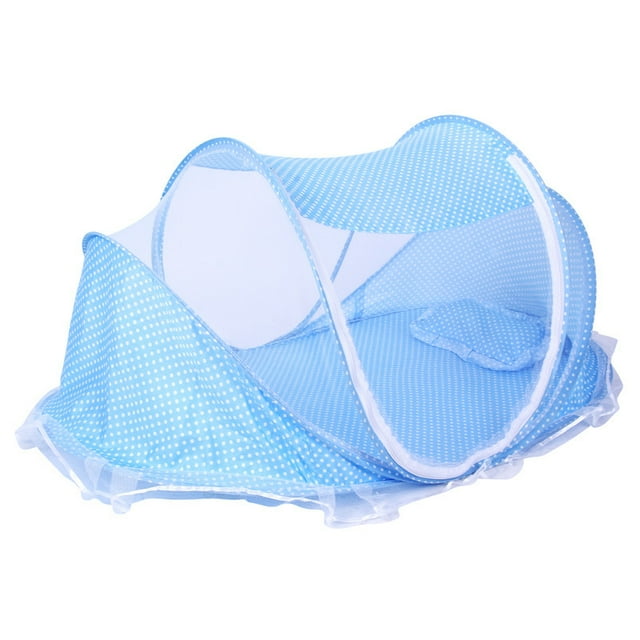 Baby Bed Mosquito Net, Portable Folding Bed Pop Up Summer Travel Crib with Mosquito Net Baby Beds Newborns Crib for 0-3 Years - Blue