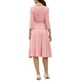 thumbnail image 3 of Conjuntos de traje de falda inspiradores y elegantes para mujeres, 2 piezas, oficina, chaqueta de blazer de 3/4 de manga, faldas plisadas, L, rosa polvo, 3 of 6