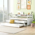 thumbnail image 2 of LOOM Twin XL Wood Daybed with 2 Trundles,3 Storage Cubbies,1 Light for Free and USB Charging Design,White, 2 of 9