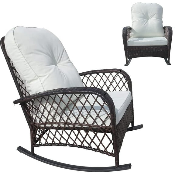 XYTREW Rattan Rocking Chair Rocker – Garden Furniture Seater Patio Bistro Recliner for Outdoor Relaxation