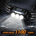 thumbnail image 4 of 2 faros delanteros de 1100 lúmenes recargables por USB con sensor LED de 7 modos con luz roja ajustable 90° IP4 impermeable para correr y acampar, 4 of 5