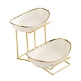 thumbnail image 1 of Lipstore Ceramic Fruit Bowl for Kitchen Counter Decorative for Fruits Cupcake Candies 2 Layers, 1 of 8