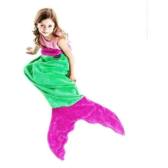 Blankie Tails Green & Pink Blanket The Original Mermaid Blanket, Kids Size