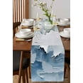 thumbnail image 4 of Blue White Table Runner-Cotton Linen- 90 Inch Holiday Dresser Scarves, Abstract Ocean Beach Neutral Brush Strokes Tablerunner for Kitchen Coffee/Dining Bedroom Living Room Dinner Scarf Décor 13x90, 4 of 9