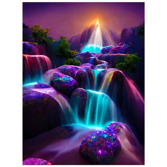 Dust Full Square Drill Embroidrey Forest 5D Diamond Painting Fantasy Fluorescence Fall Landscape Mo, 40*50cm, frame not included.,17-TZ