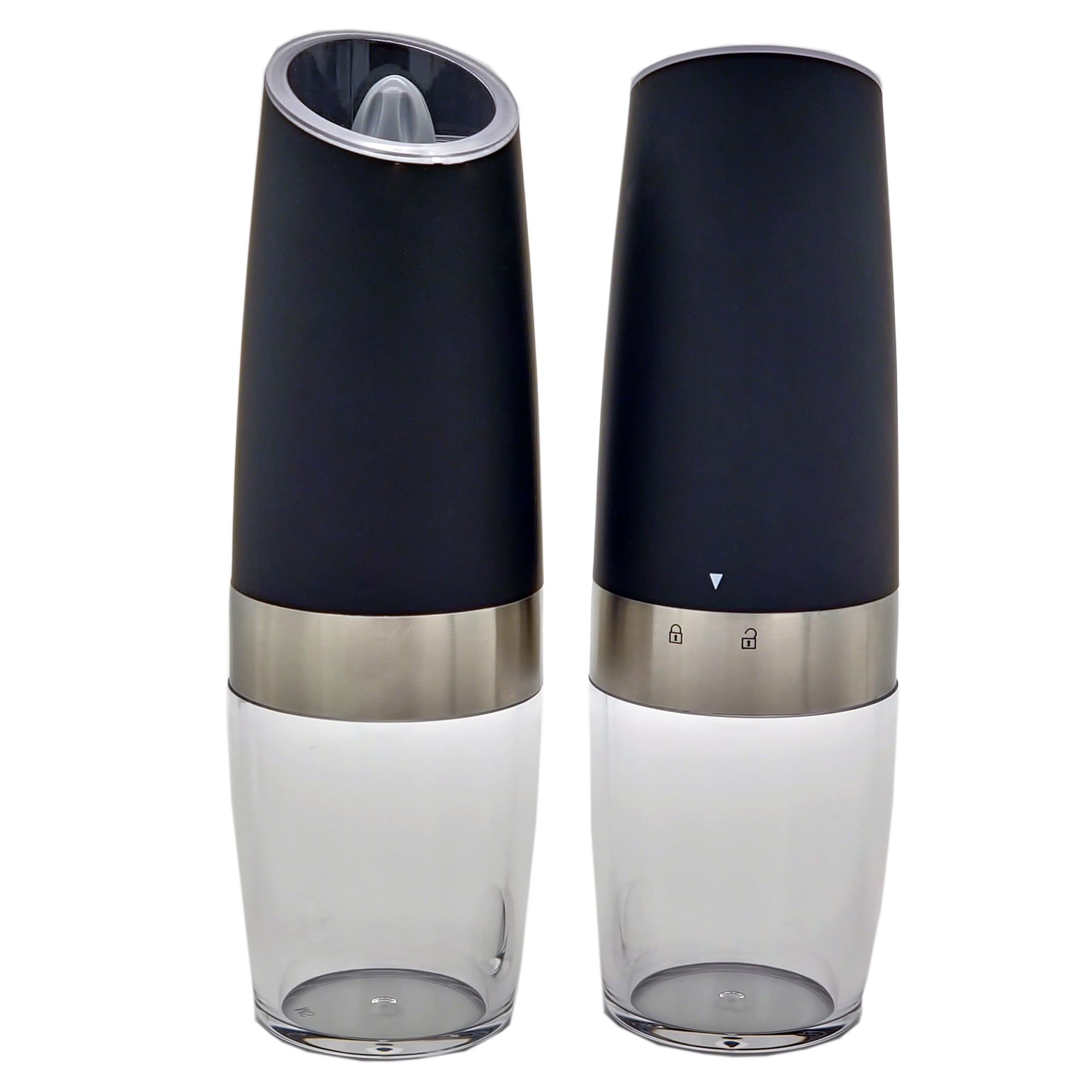 Electric Salt, Pepper, Dried Spice Grinder Set Adjustable Coarseness & Blue LED