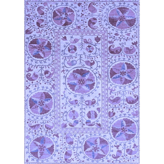 Ahgly Company Indoor Rectangle Abstract Blue Modern Area Rugs, 5' x 7'
