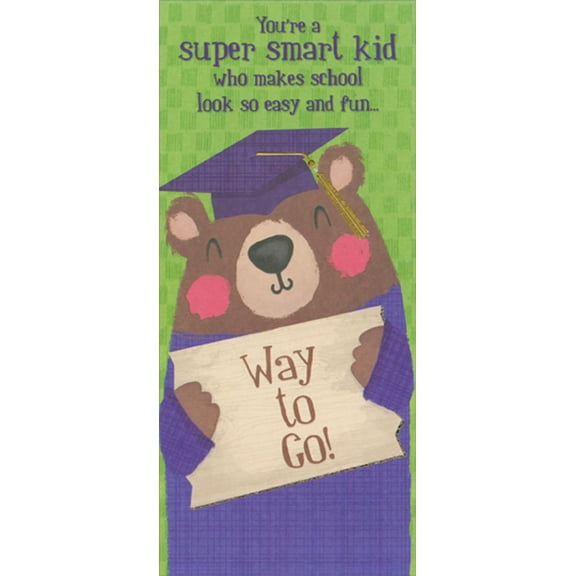 Designer Greetings Bear Grad Holding Way To Go Sign Juvenile Money Holder / Gift Card Holder Graduation Congratulations Card for Young Kid : Child