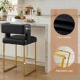 thumbnail image 4 of 26" Bar Stools Set of 4, Faux Leather Counter Height Bar Stools with Square Open Backrest and Metal Frame, Kitchen Counter Chair for Island, Home Bar, Pub, 4 of 10