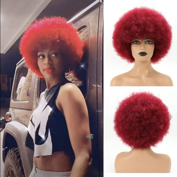 Big Afro Wig For Black Women, Afro Wigs Large Bouncy And Soft Natural  Looking Hair, Short Afro Kinky Curly Premium Synthetic Wigwine Red 