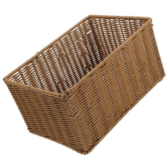 HONMEET Light Brown Imitation Rattan Basket for Kitchen Storage, and Stylish Organizer for Home and Pantry