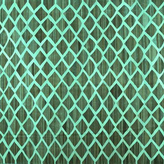 Ahgly Company Indoor Square Abstract Turquoise Blue Contemporary Area Rugs, 7' Square