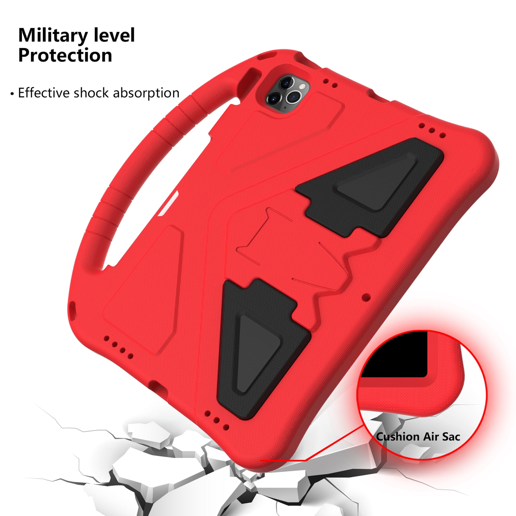 TECH CIRCLE iPad 10th Generation Case 10.9 Inch 2022,Lightweight Kids Friendly Shockproof Protective Case with Handle Pencil Holder Kickstand Child Cover for Apple iPad 10th Gen 10.9 Inch 2022,Red