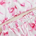 thumbnail image 6 of YunPes Toddler Girls Satin Outfits Bow & Heart Print Button Down Shirts Pants 2PC Sets Fuzzy Trim Cuffs Valentines Matching Sets 2PC, 6 of 7