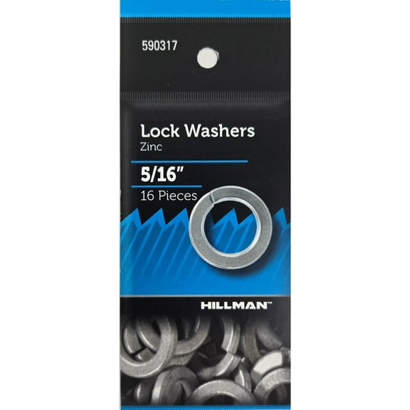Hillman Split Lock Washers, 5/16, Steel, Zinc, Corrosion Resistant, Silver, 16 pack