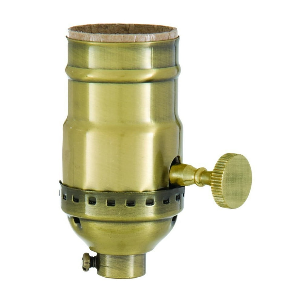 Brass Turn Knob Early Electric Style Lamp Socket, Antique Brass Finish