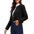 thumbnail image 4 of Abrigo Button Down INSPIRE CHIC para mujeres, mangas largas, cuello redondo, chaquetas vintage, negro, 4 of 6