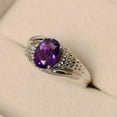 thumbnail image 2 of Amethyst ring, oval cut, solitaire ring, sterling silver Astrology Purpose Ring, 2 of 4