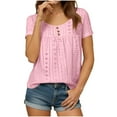 thumbnail image 2 of Ashirexll Womens Casual Tops, Casual Loose Round Neck Pleated Curved Hem Short Sleeve Floral Shirts, 2 of 7