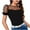 Black, variant on Women's Fitted Puff Sleeve Tops Polka Dots Mesh Patchwork Crew Neck Dressy Casual Blouses Short Sleeve Tshirts (XL, White)