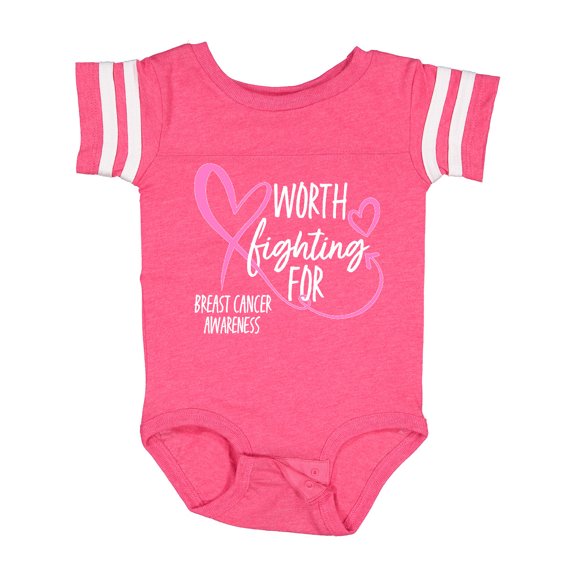 Inktastic Worth Fighting for Pink Ribbon, Breast Cancer Awareness Boys or Girls Baby Bodysuit