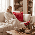 thumbnail image 4 of Sm:)e Red Christmas Tree Star Faux Fur Embroidered Plush Pillow Covers 18x18 Inch Set of 2, Cushion Covers for Sofa Home Decor, 4 of 9
